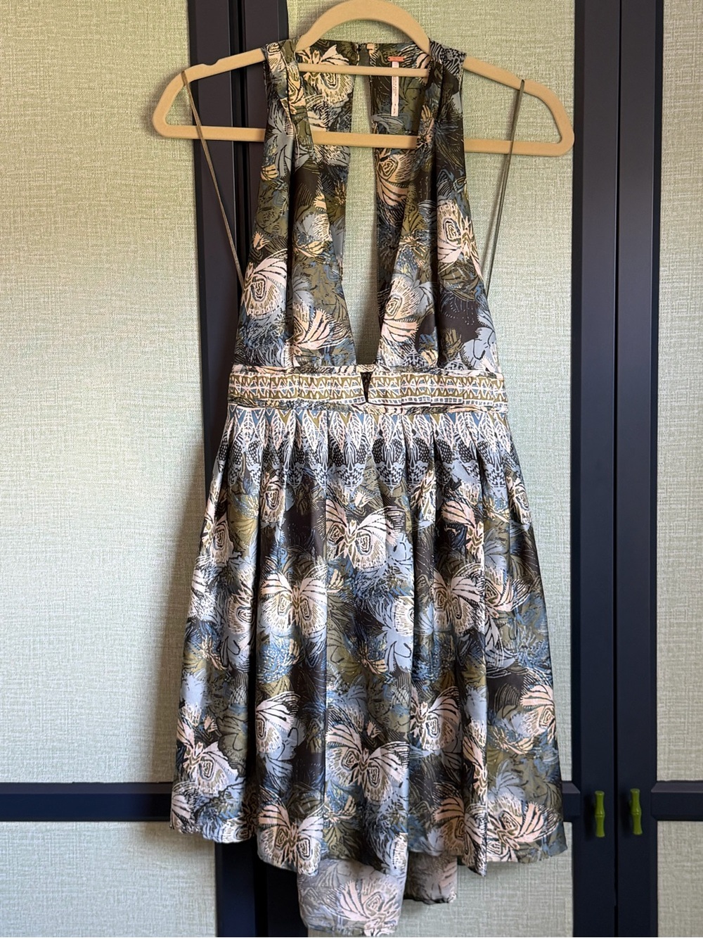 Free People Daydreamin Green + Yellow Botanical Floral Print Mini Dress, Size S - Picture 4 of 11